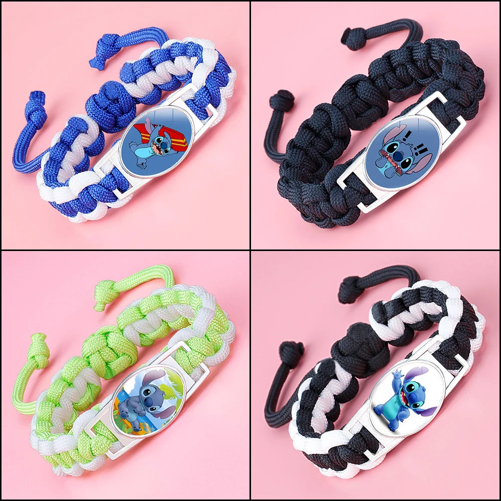 Kawaii Stitch Handwoven Bracelets Lilo Stitch Cartoon Anime Women Jewelry Decoration Woven Bracelet Party Birthday Gifts Girls