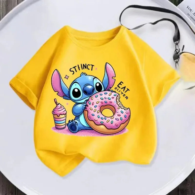 Kawaii Lilo Stitch Cartoon T Shirt Children Kids Stitch Cute Manga T-shirt Y2k Graphic Tshirt Girl Boy Top Tees Lilo and Stitch