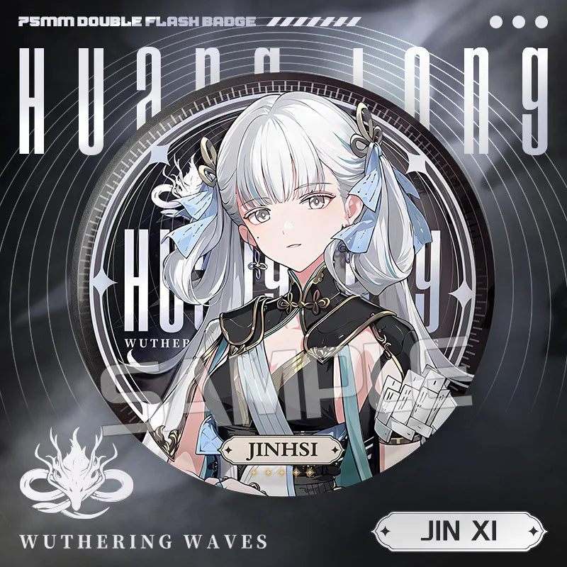 New Wuthering Waves 75MM Laser Brooch Chisa Mornye Lynae Lucilla Badge Pin Cartoon Anime Game Cosplay Jewelry Cute Gift