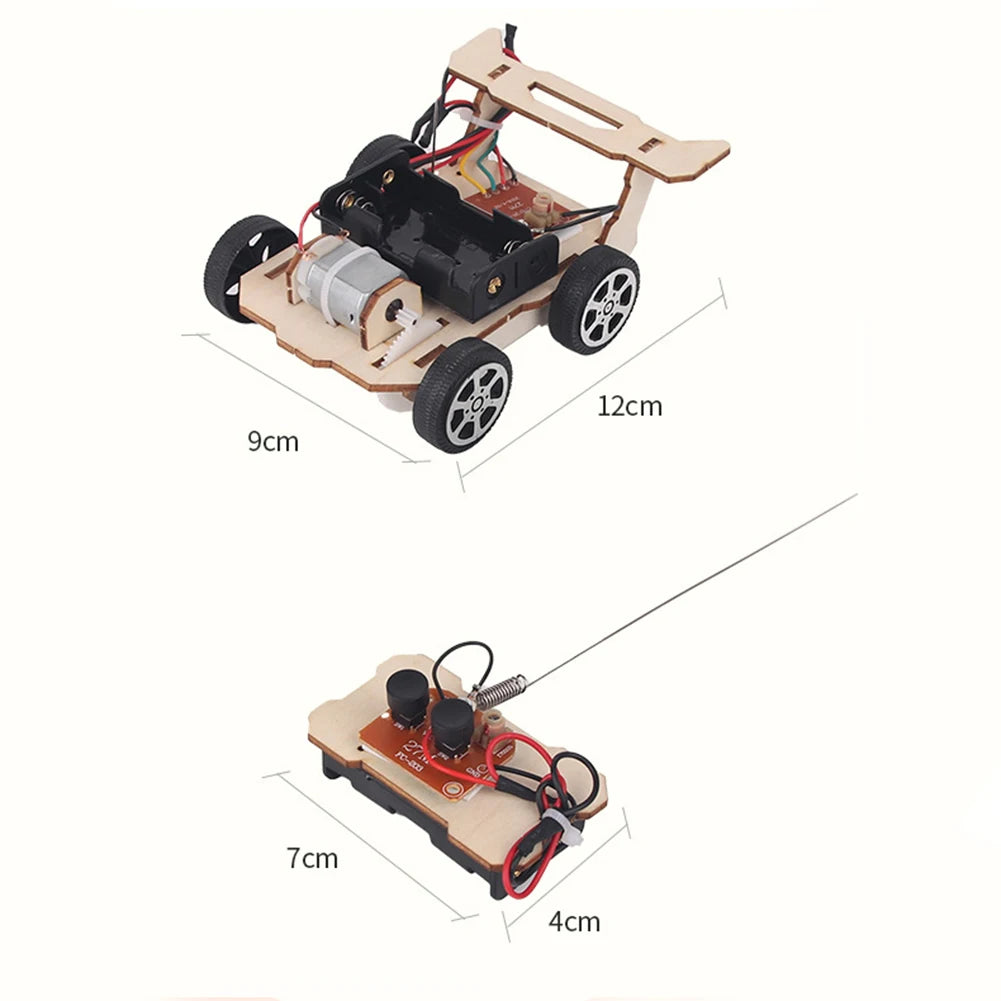 DIY Wooden Remote Control Car Model Assembly RC Toys Science Experiment Kits Exercise Thinking STEM Educational Toy Gift for Kid