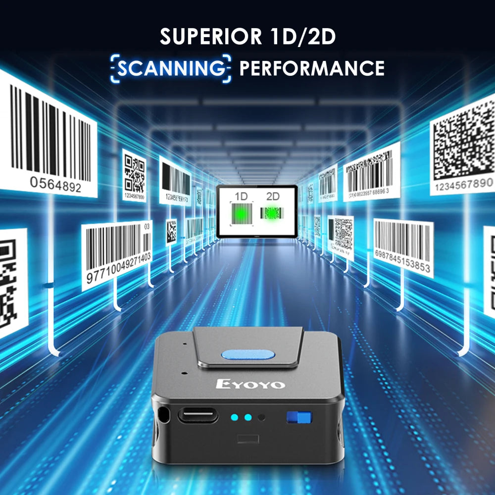 Eyoyo 2D Bluetooth Barcode Scanner Left&Right Hand Glove Wearable Scanner Patable 1D QR Finger Bar Code Reader Wireless Device