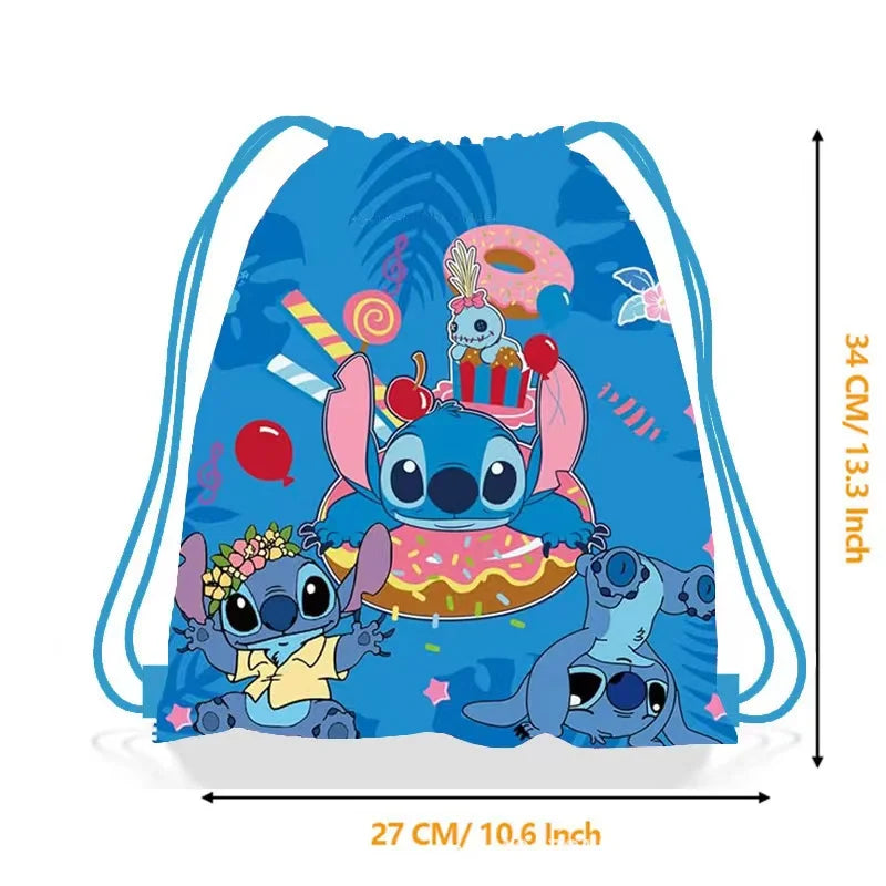 6/24pcs Lilo & Stitch Storage Bag Nonwoven Pink Angel Stitch Drawstring Bags Party Decor Kids Birthday Christmas Gift