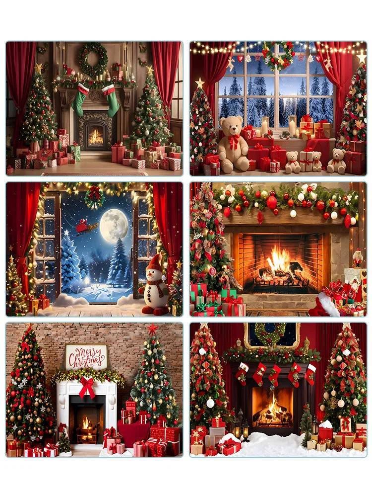 Navidad Decoration Anniversaires Xmas Tree Photography Backdrops Merry Christmas Backgrounds