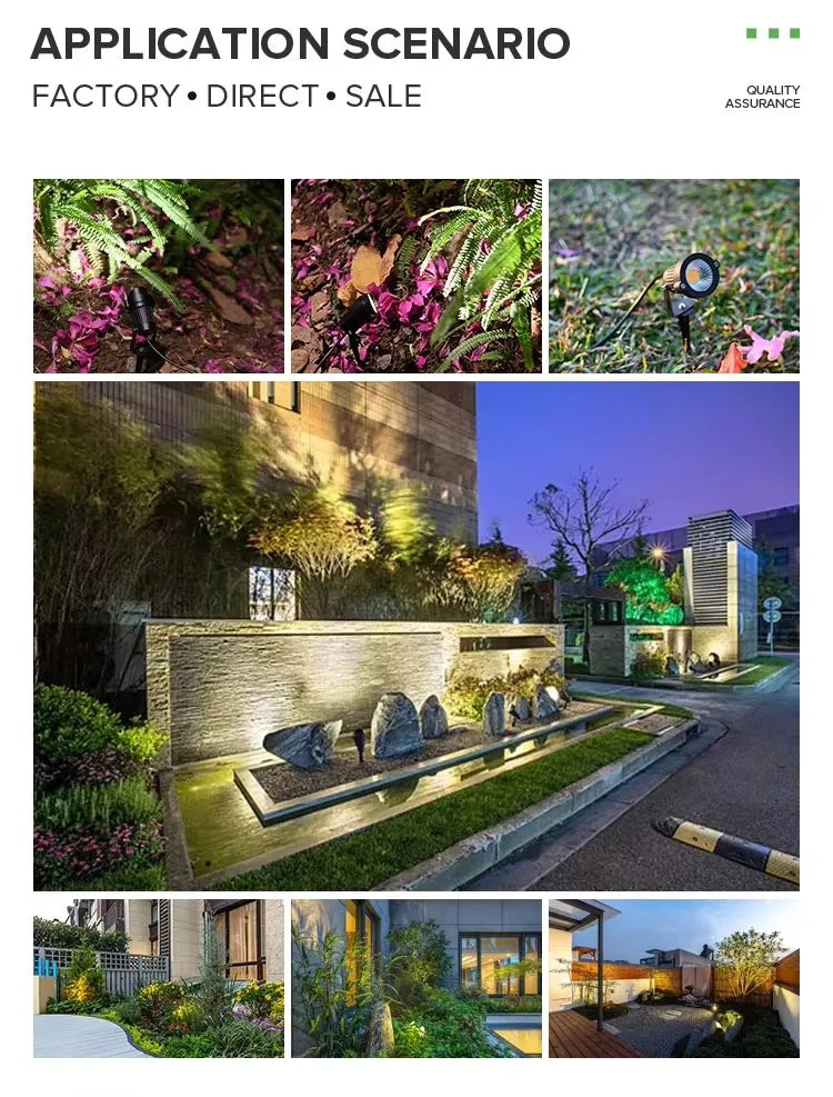 5W All-Aluminum LED Spike Lawn Lamp Outdoor Garden Lighting Waterproof Path Spotlights for AC110-265V DC12-24V