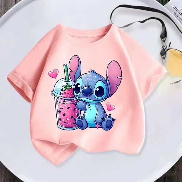 Kawaii Lilo Stitch Cartoon T Shirt Children Kids Stitch Cute Manga T-shirt Y2k Graphic Tshirt Girl Boy Top Tees Lilo and Stitch