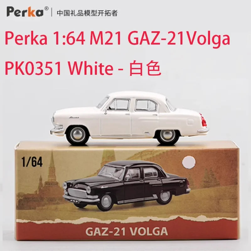 Perka 1:64 Scale FSO Polonez MR'87/M21 GAZ-21 Volga Alloy Car Model Static Display Hobby Collection