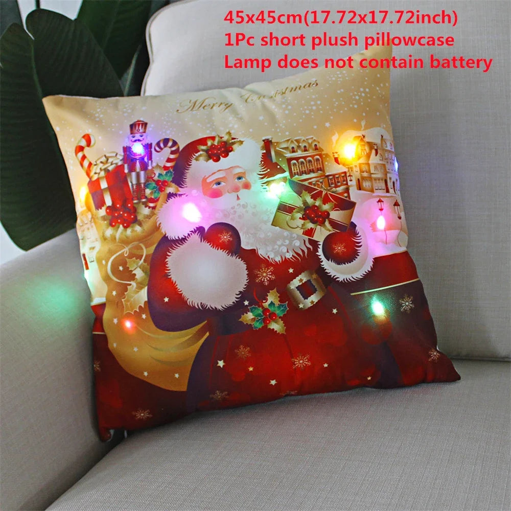 Decoración navideña Funda de almohada LED en conserva Navidad Regalo de Año Nuevo 45x45cm