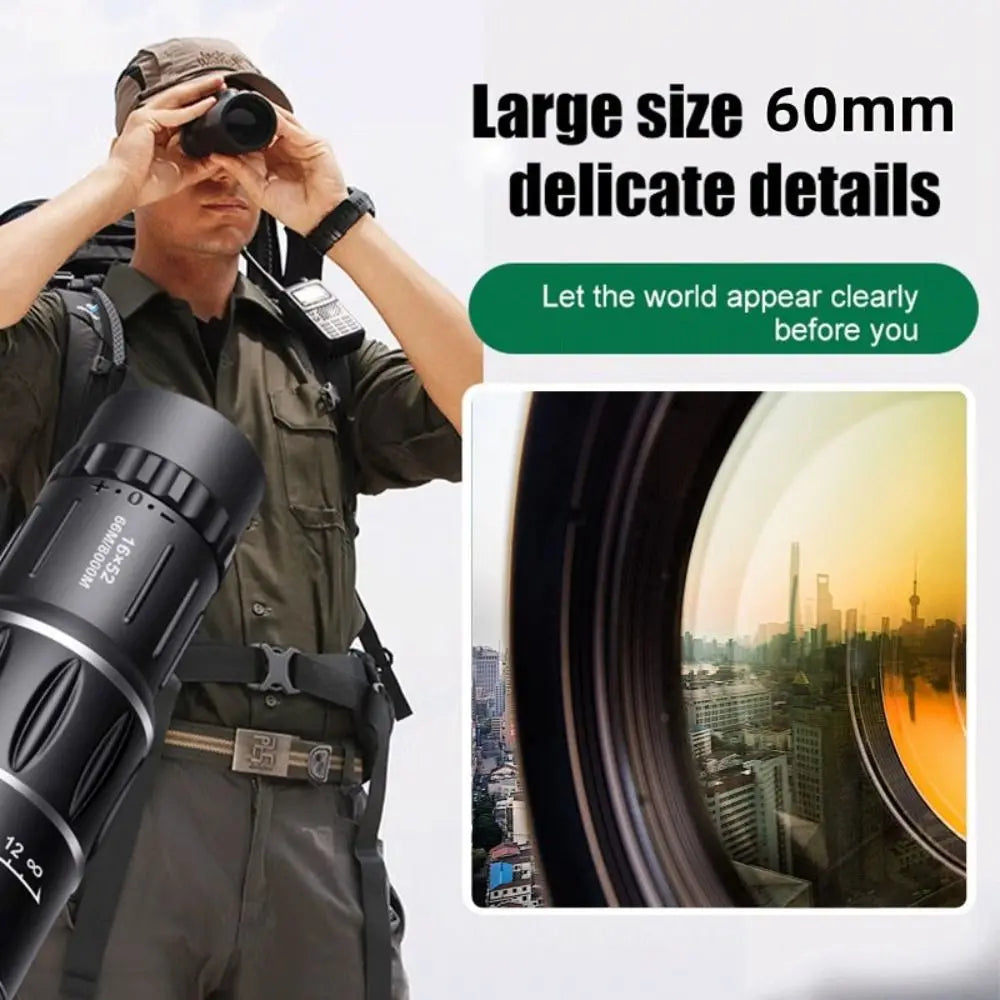 New 16x52 Monocular Telescope High-Power Dual Focus HD Zoom Scope Long Range High Magnification Night Spyglass Telescope Outdoor