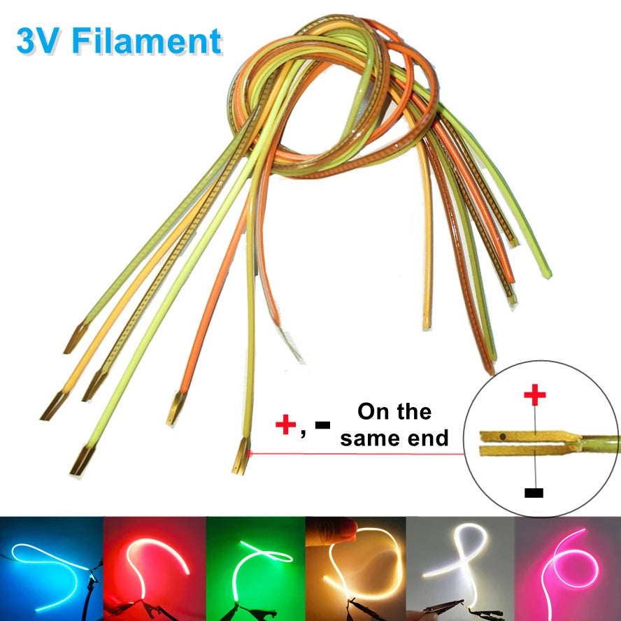LED Same End Filament Flexible Ultra Slim 3V Spiral Bulb Filament Retro Edison Bulb Lamp Parts Diode Lighting Strip Decoration