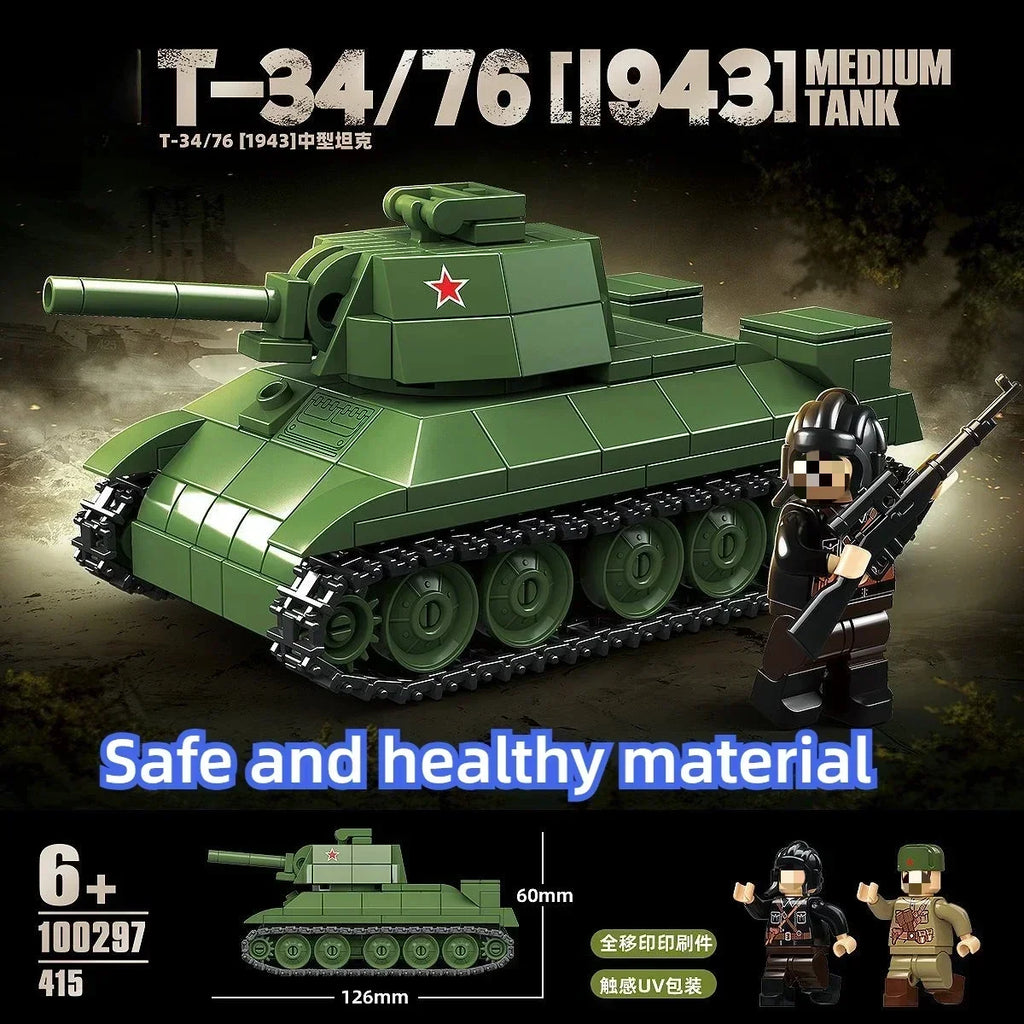 Ww2 German Light Tank PZ.KPFW.38(T)A Military Series WW2 Tank Building Blocks  Bricks Model Set Toys for Kids Gifts