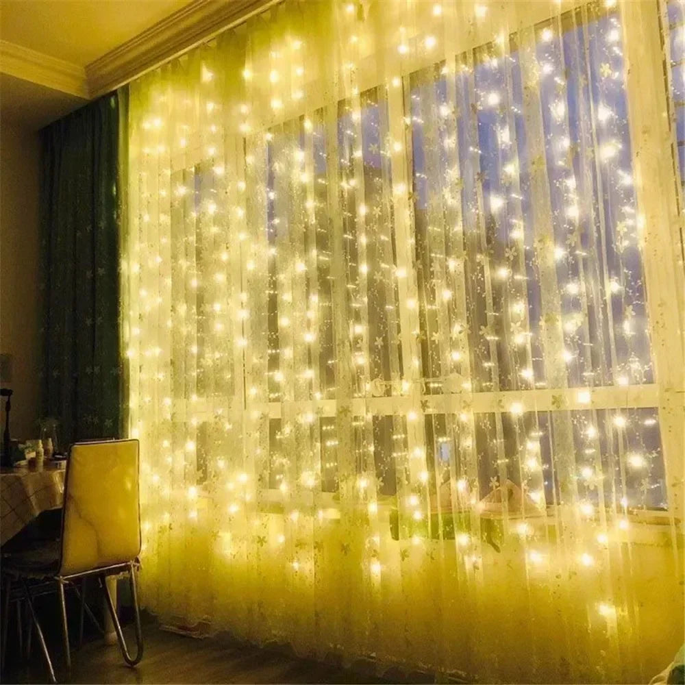 Wedding Garland Fairy Lights Outdoor 8 Mode LED USB Curtain Light String Christmas Tree Holiday Decoration Garden Light