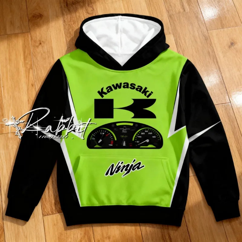 2025/26 Autumn/Winter New Kawasaki Racing Team Autumn/WinterExplosiveFashion Street Hoodie Men'sCasual SportsCycling Warm Hoodie