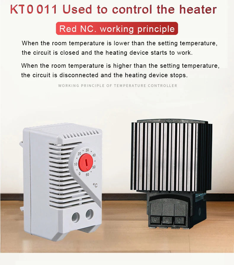 0-60'C KT0011 KTS011 DIN Rail Mini Compact Bimetallic Thermostat Mechanical Temperature Controller Normal Open Close
