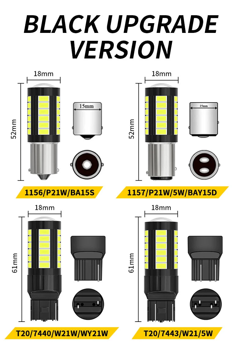 2pcs LED 1156 BA15S P21W 1157 BAU15S PY21W P21/5W BAY15D For Car Truck ATV Light Canbus 5630SMD Turn Signal Lamp DRL Bulb 12V24V