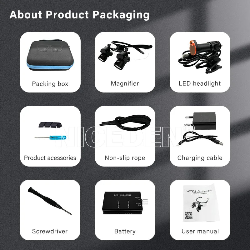 Lupas 5x Lupa Binocular Dental 5w LED Medicina De Laboratorio Lente De Aumento Binocular Luz Equipo Quirúrgico Dental