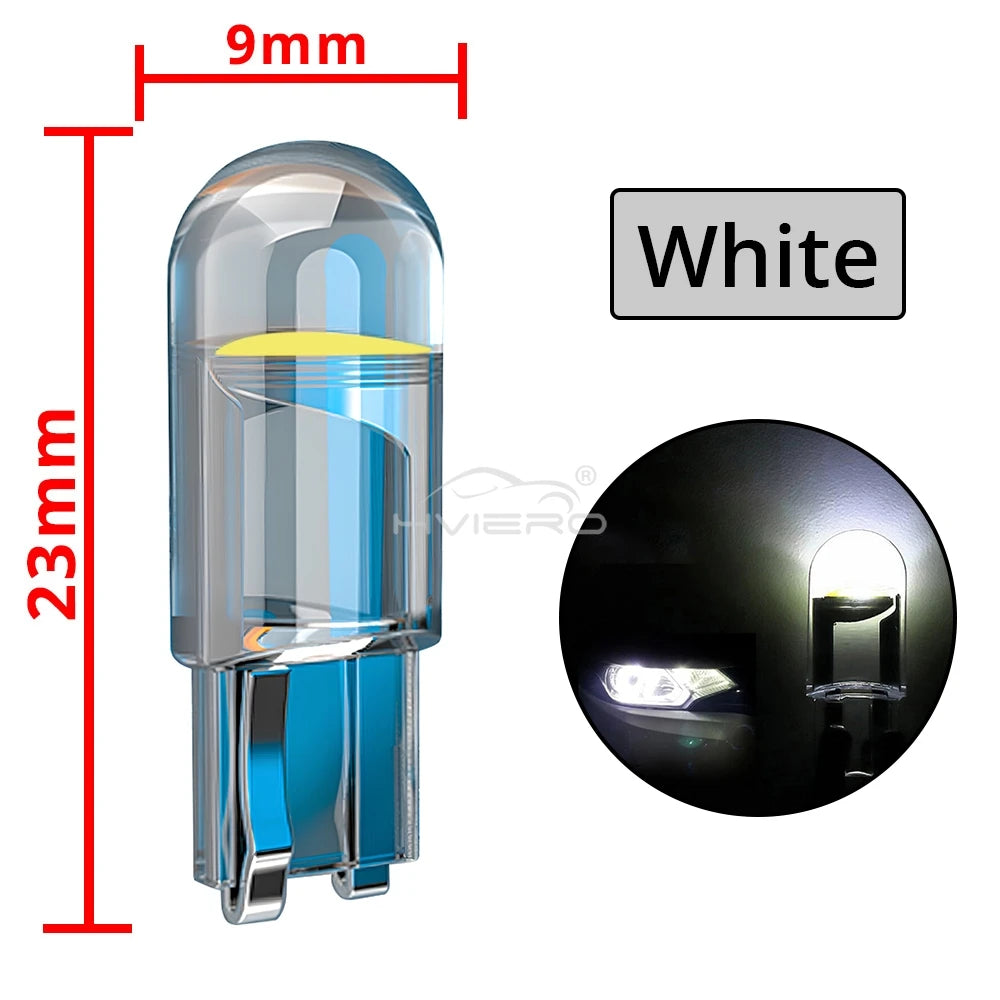 2/4 W5W 194 T10 Glass Housing Cob LED Home Bulb 6000K Wedge License Plate Lamp Dome Light White Diedo Auto Interior Read 12V DC