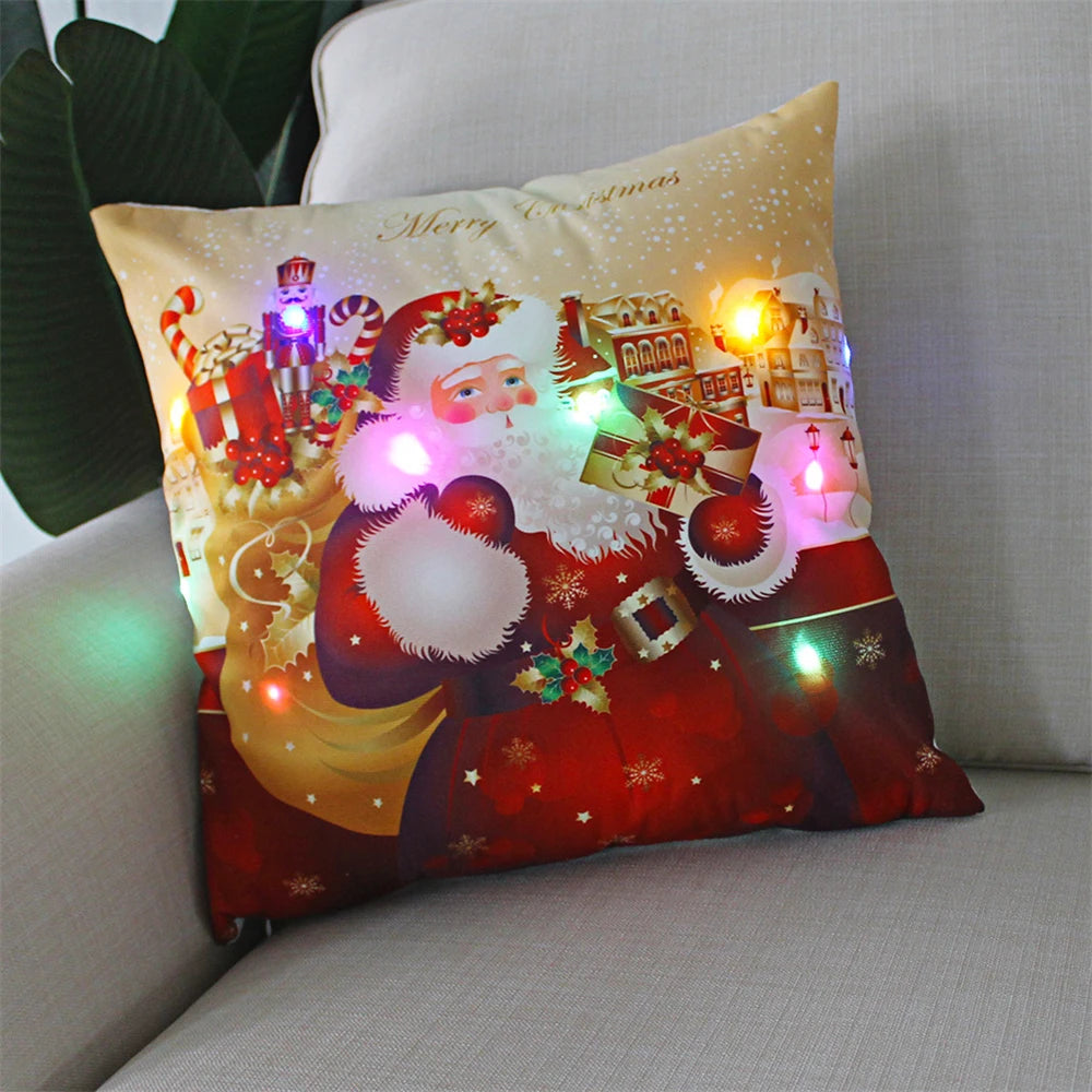 Decoración navideña Funda de almohada LED en conserva Navidad Regalo de Año Nuevo 45x45cm