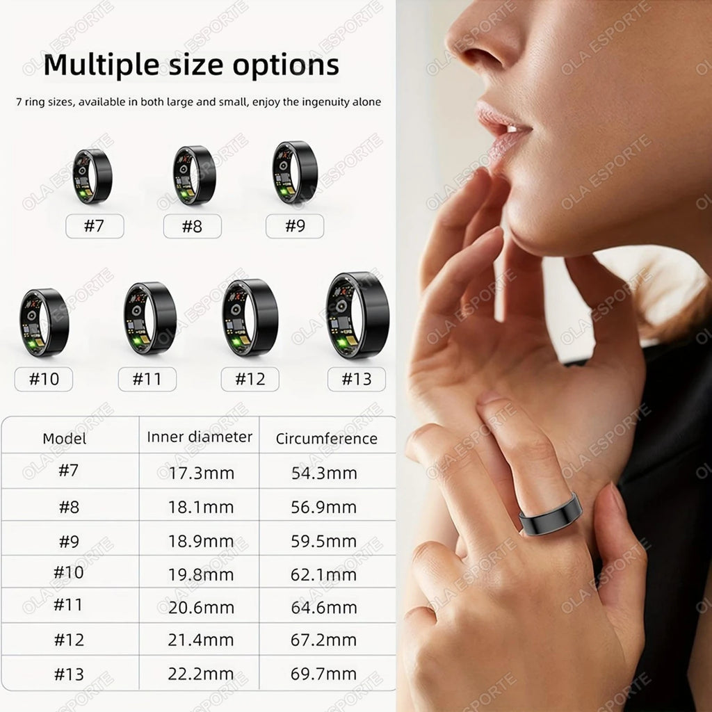 2025 Smart Ring Blood Pressure Heart Rate Sleep Monitoring Smartring IP68 & 5ATM Waterproof Multi-sport Mode Smartring Man Women