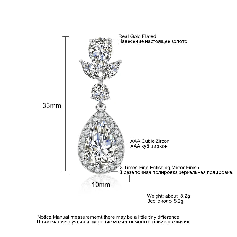 ZAKOL Stylish Geometric Drop Cubic Zirconia Earrings Women Elegant Bridal Wedding Party Jewelry Accessories Wholesale EP2242