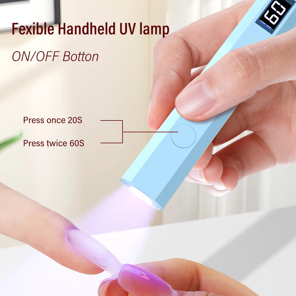 YIKOOLIN UV Light for Gel Nails Mini UV Nail Lamp Professional LED Light for Curing Gel Polish 2 Timing Modes for DIY Home Salon