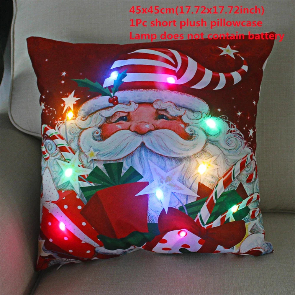 Decoración navideña Funda de almohada LED en conserva Navidad Regalo de Año Nuevo 45x45cm