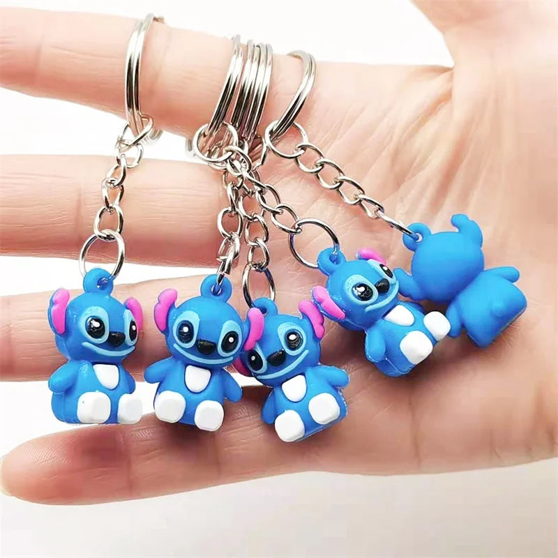 10Pcs/Lot Cartoon Keychain Cartoon Lilo & Stitch Cute Doll Keyring Ornament Key Chain Car Pendant Kids Gifts