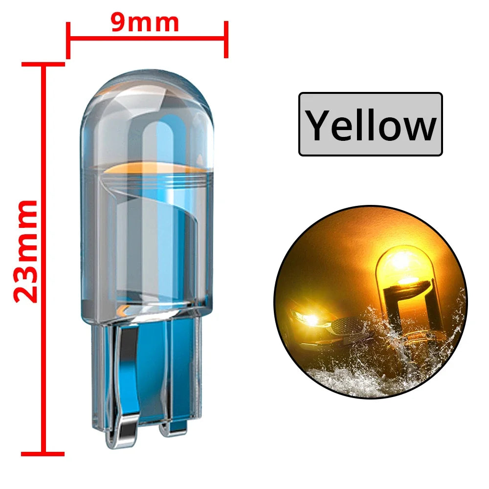 2/4 W5W 194 T10 Glass Housing Cob LED Home Bulb 6000K Wedge License Plate Lamp Dome Light White Diedo Auto Interior Read 12V DC