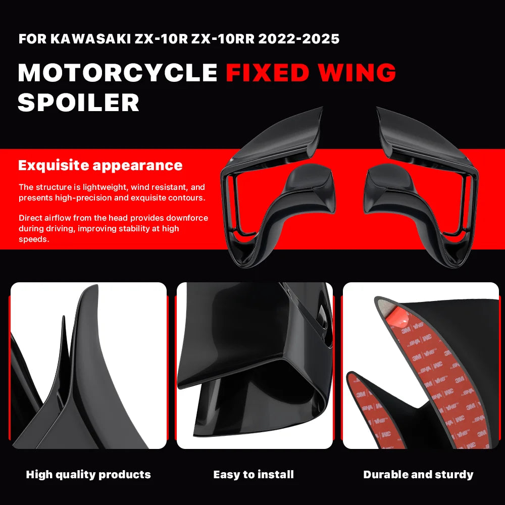 ZX-10R Fairing front side Fixed Wing For Kawasaki  ZX10R ZX 10RR 2022-2025 Motorcycle Accessories Spoile Winglet Cowl Wing