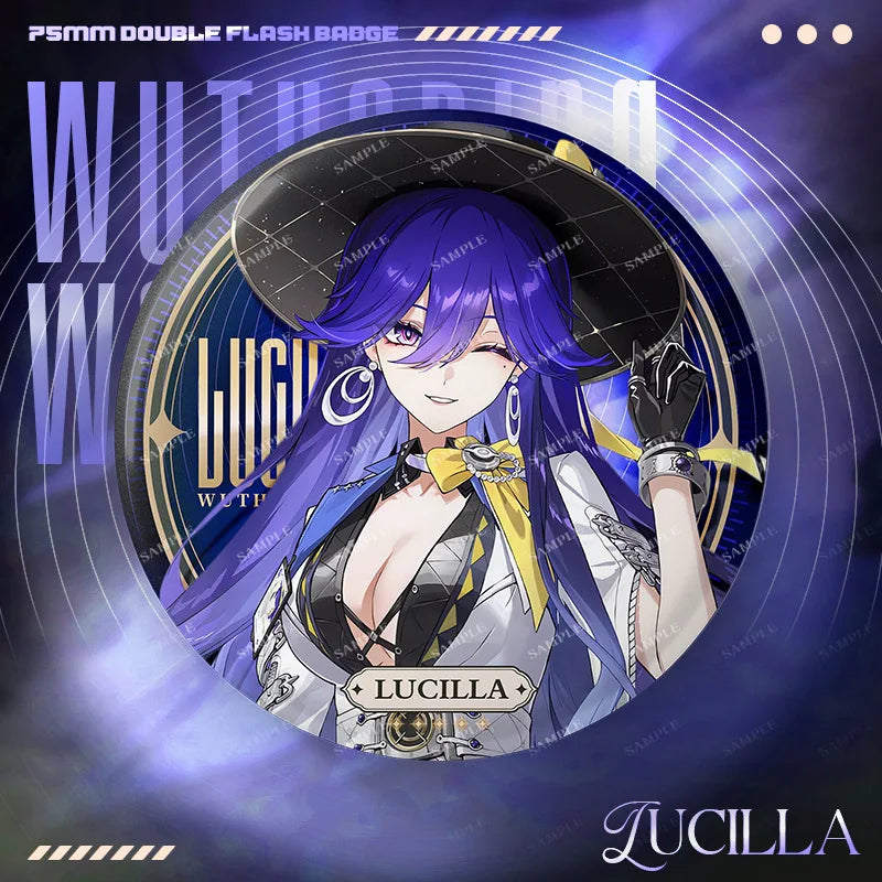 New Wuthering Waves 75MM Laser Brooch Chisa Mornye Lynae Lucilla Badge Pin Cartoon Anime Game Cosplay Jewelry Cute Gift