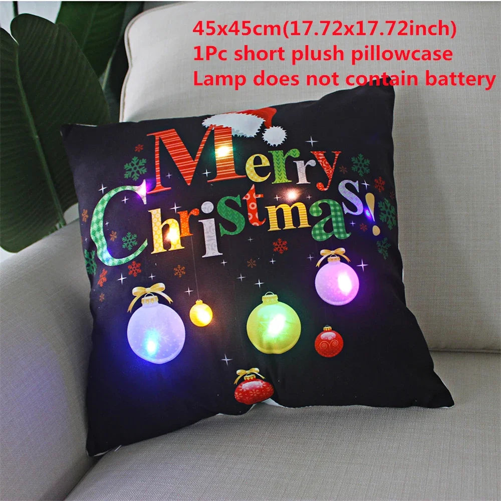 Decoración navideña Funda de almohada LED en conserva Navidad Regalo de Año Nuevo 45x45cm