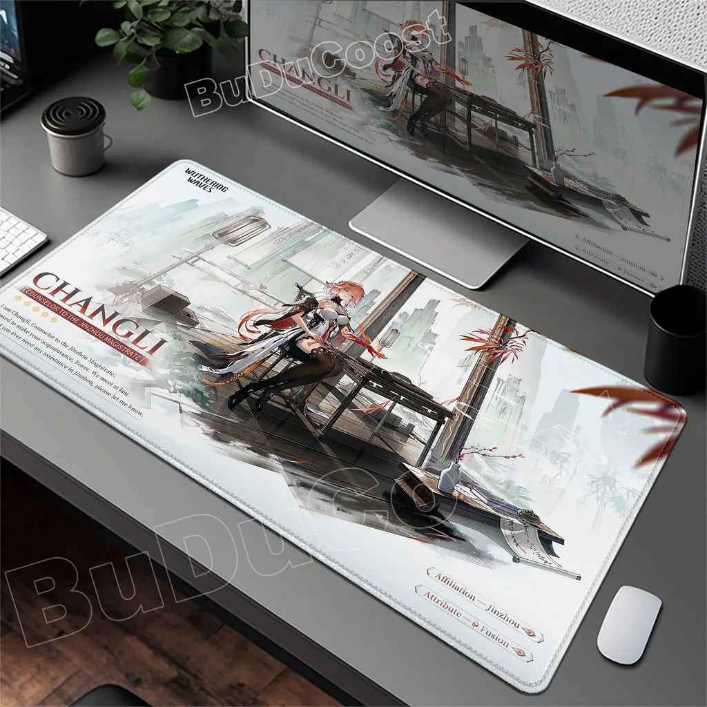 Wuthering Waves Character Illustration Mouse Pad Changli Carlotta Augusta Luno Mousepad Gaming Large Computer Non-slip Desk Mats