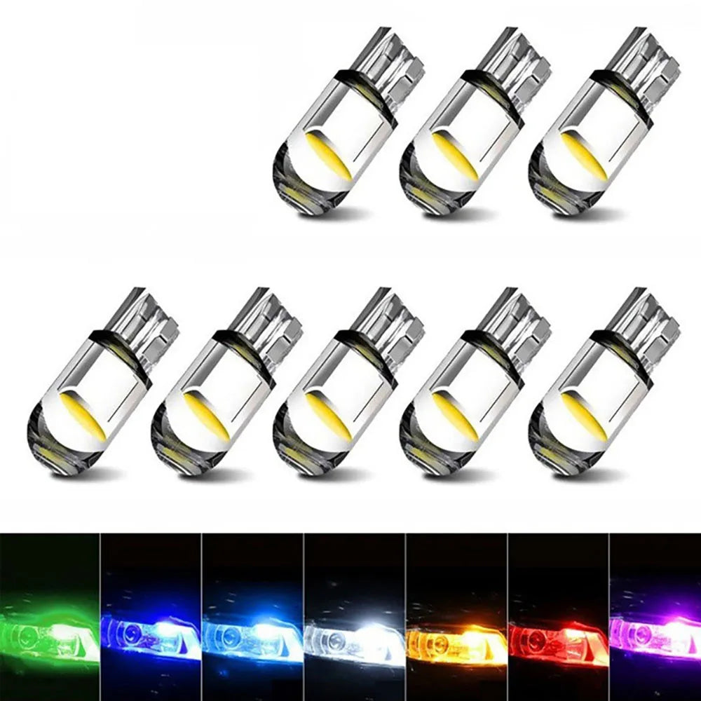 T10 W5W LED CAR Canbus Glass COB 6000k Reading Dome Lamp Marker Wedge License Plate Light Bulb 168 194 192 DC 12V White Blue Red