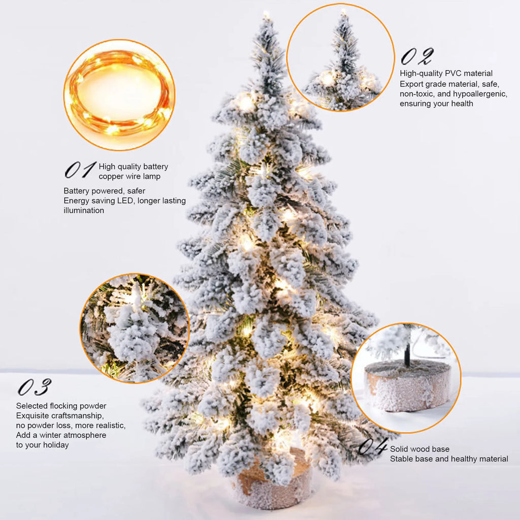 45/60cm Christmas Tree Nordic Snowflake Tree Ornament Exquisite Flocking Luminous Tree Navidad New Year Party Decoration Props