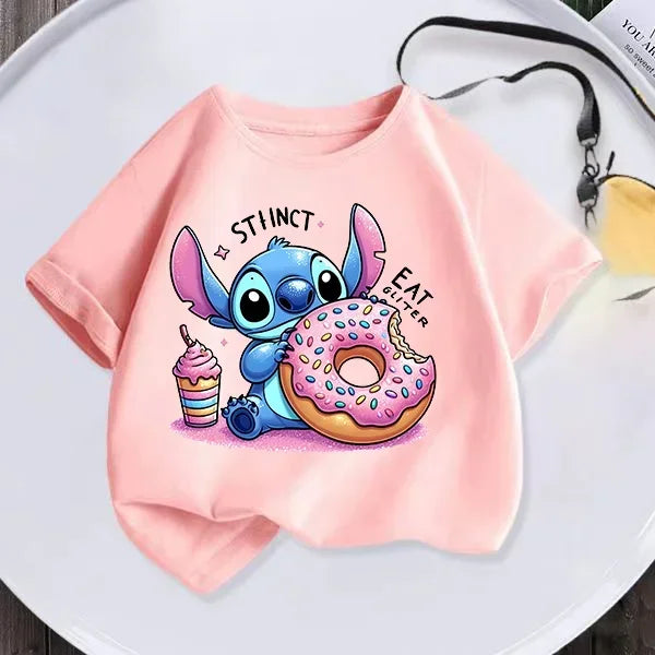 Kawaii Lilo Stitch Cartoon T Shirt Children Kids Stitch Cute Manga T-shirt Y2k Graphic Tshirt Girl Boy Top Tees Lilo and Stitch