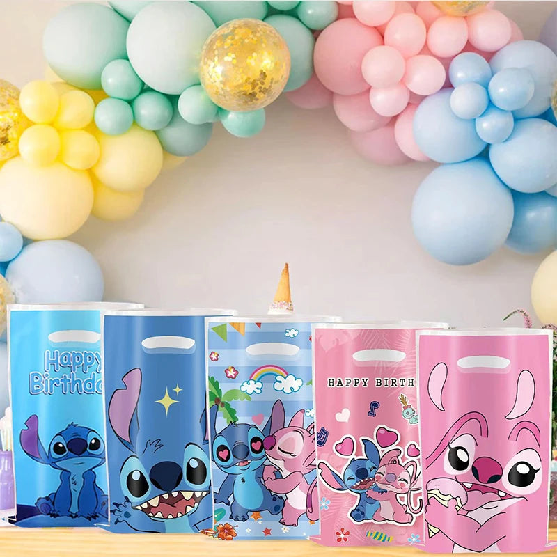 30pcs Blue Pink Stitch Party Gift Bags with Handles Lilo & Stitch Themed Party Favors Bags Baby Shower Kids Birthday Party Decor
