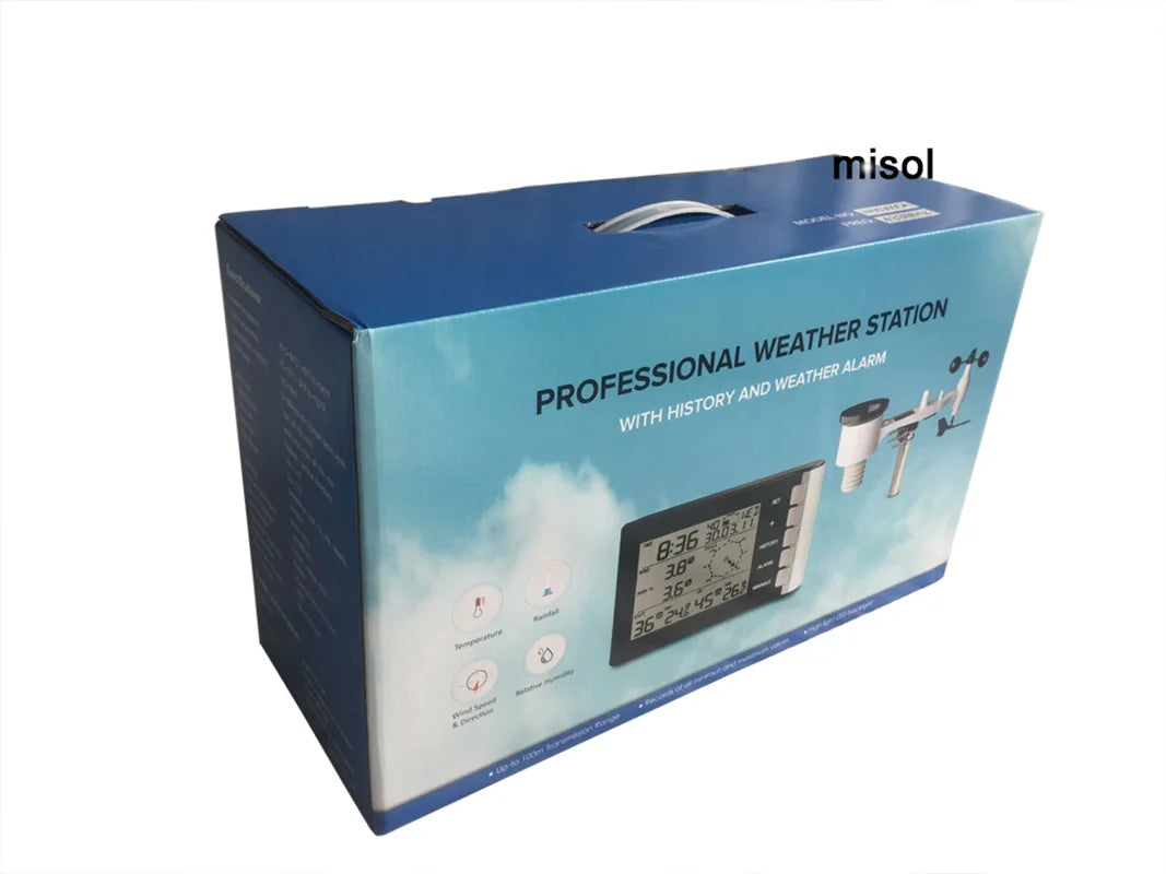 professional weather station wind speed wind direction temperature humidity rain 433Mhz