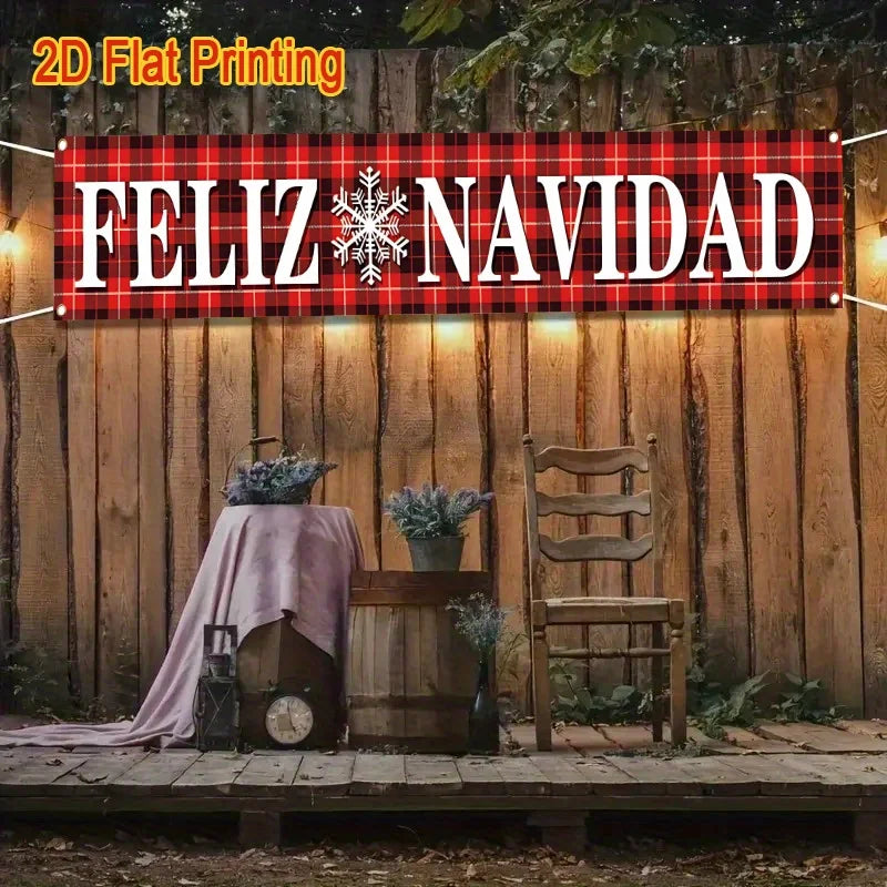 1 Feliz Navidad Christmas banner - Spanish "Merry Christmas" decoration, suitable for holiday party decorations
