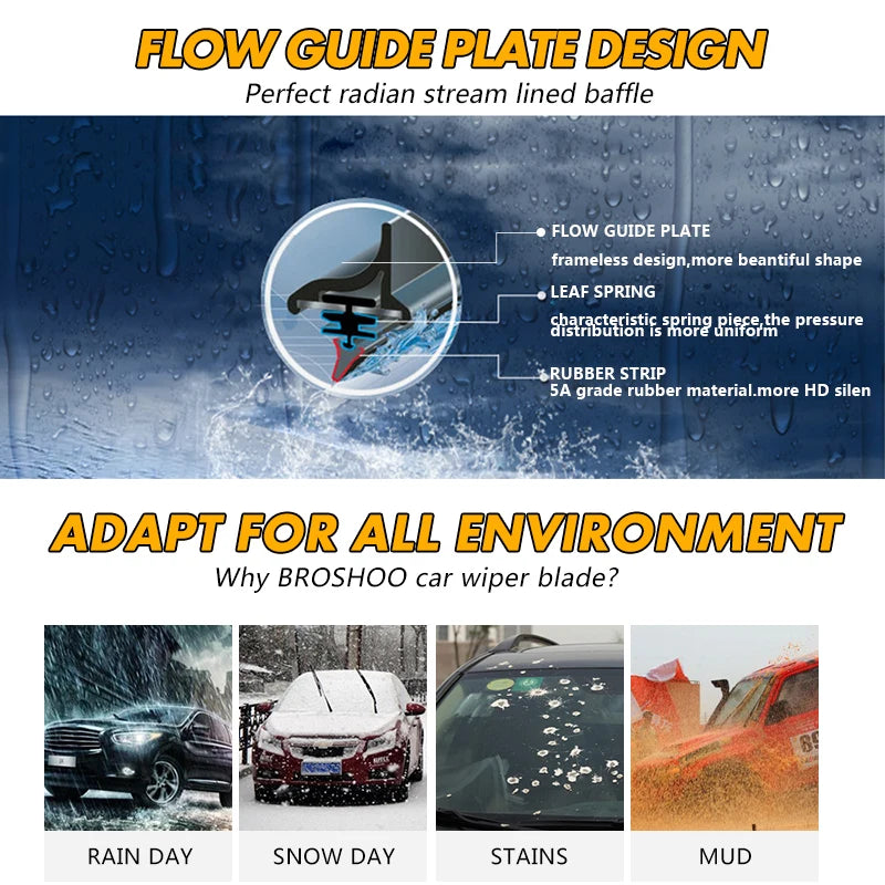 Car Wiper For Hyundai Kona Kauai 2017-2021 Windshield Rubber Silicon Refill Front Window Wiper 26"+16" LHD RHD Auto Accessories