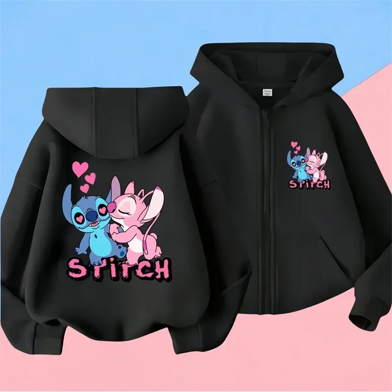 Kawaii Stitch Hoodie Children Cartoon Clothes Kid Girl Boy Lilo and Stitch Zipper Sweatshirt Manga Hoody Baby Casual Top