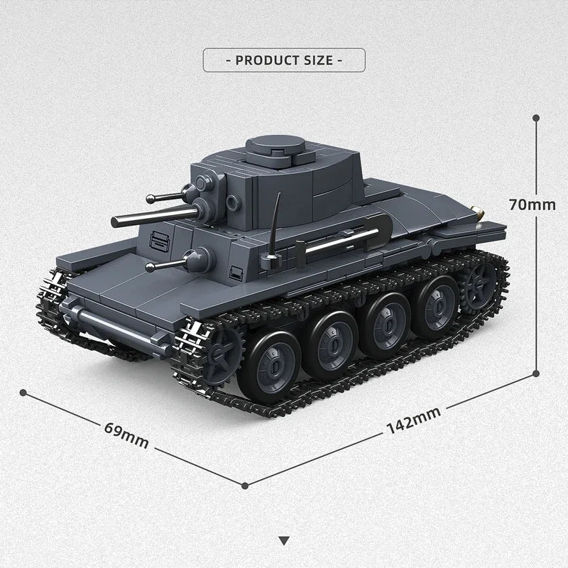 Ww2 German Light Tank PZ.KPFW.38(T)A Military Series WW2 Tank Building Blocks  Bricks Model Set Toys for Kids Gifts