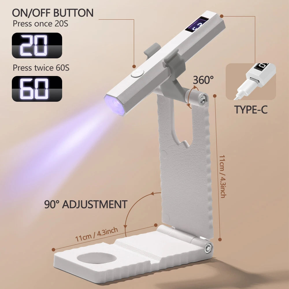 YIKOOLIN UV Light for Gel Nails Mini UV Nail Lamp Professional LED Light for Curing Gel Polish 2 Timing Modes for DIY Home Salon