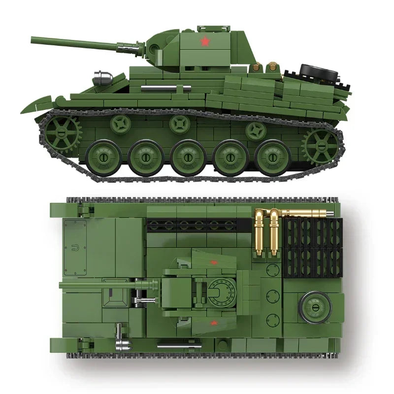 Ww2 German Light Tank PZ.KPFW.38(T)A Military Series WW2 Tank Building Blocks  Bricks Model Set Toys for Kids Gifts