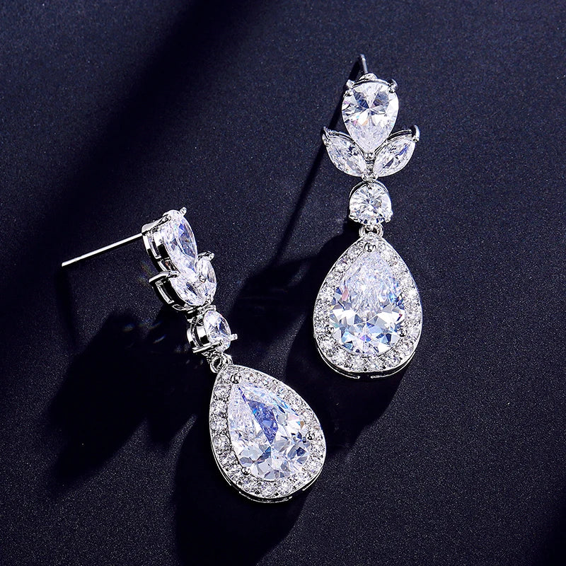 ZAKOL Stylish Geometric Drop Cubic Zirconia Earrings Women Elegant Bridal Wedding Party Jewelry Accessories Wholesale EP2242