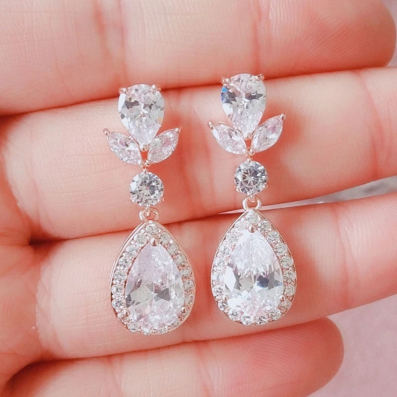 ZAKOL Stylish Geometric Drop Cubic Zirconia Earrings Women Elegant Bridal Wedding Party Jewelry Accessories Wholesale EP2242