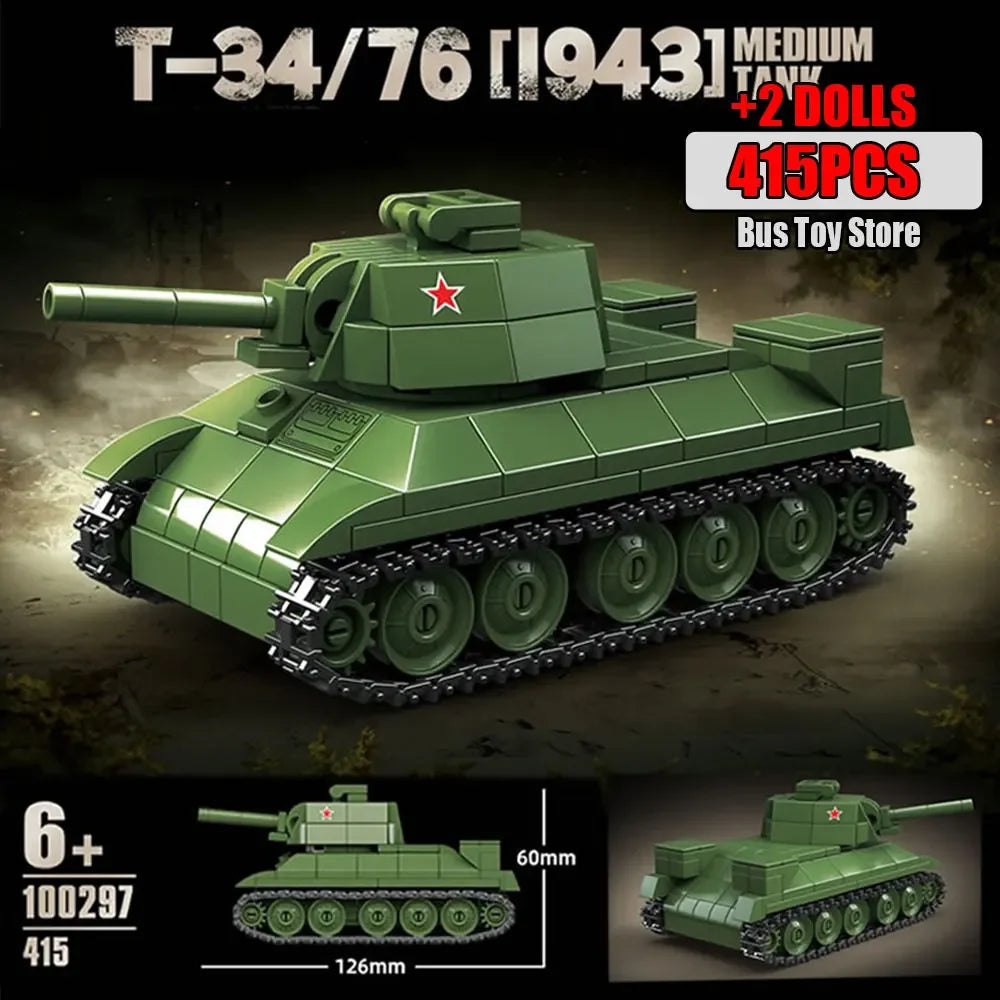 Ww2 German Light Tank PZ.KPFW.38(T)A Military Series WW2 Tank Building Blocks  Bricks Model Set Toys for Kids Gifts