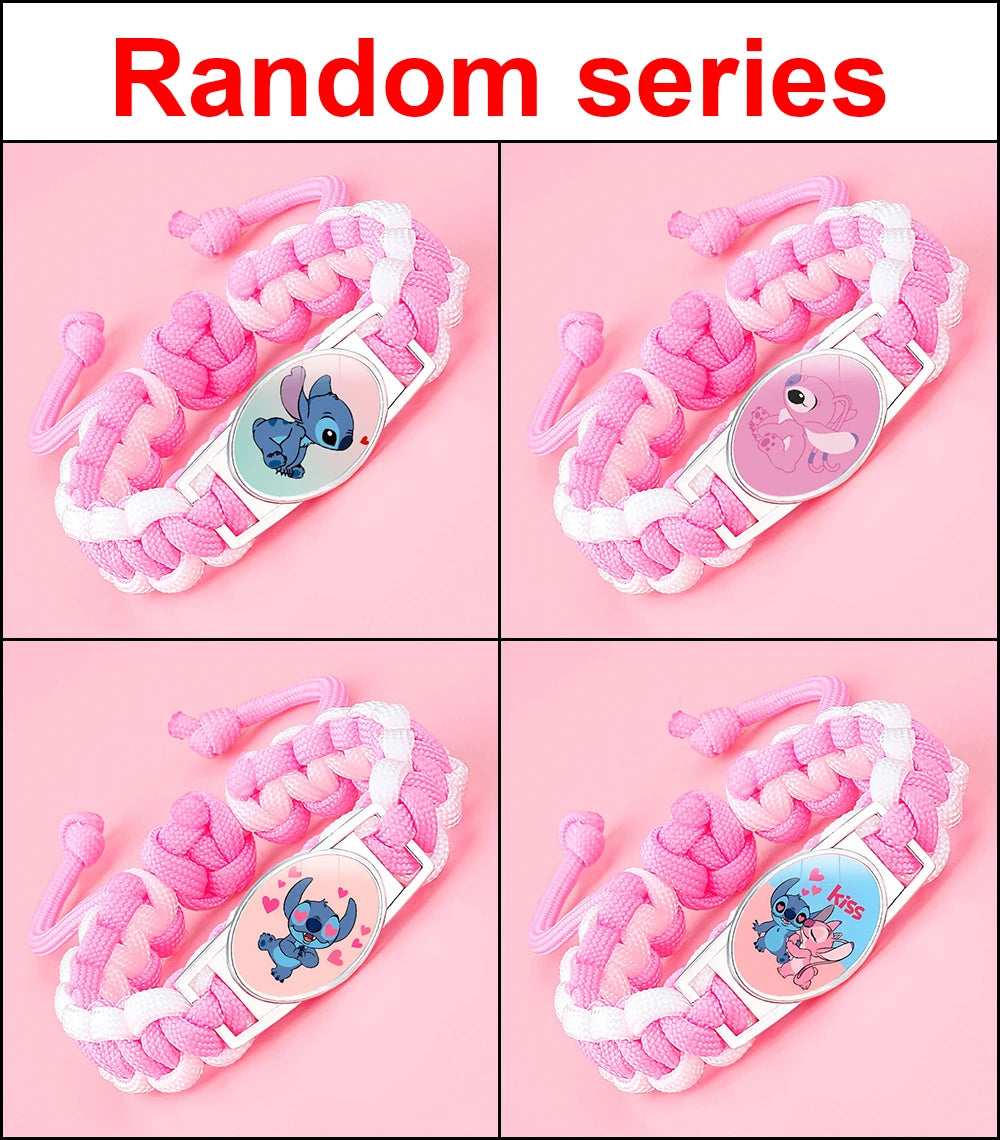 Kawaii Stitch Handwoven Bracelets Lilo Stitch Cartoon Anime Women Jewelry Decoration Woven Bracelet Party Birthday Gifts Girls