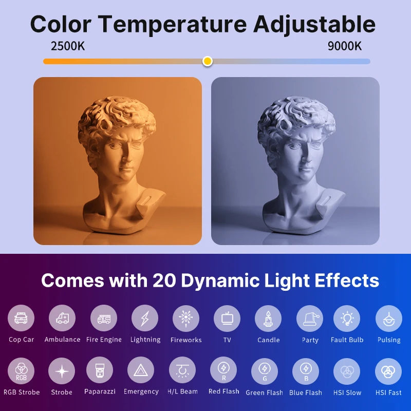 Ulanzi VL119 Ręczne RGB Kolorowe Światło Kij 19,68 cala Ręczne Światło LED Różdżka CRI 95+ 2500K-9000K Lampa Studio Fotografii