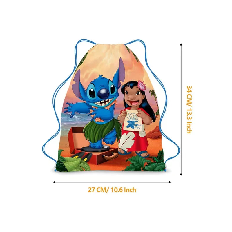 6/24pcs Lilo & Stitch Storage Bag Nonwoven Pink Angel Stitch Drawstring Bags Party Decor Kids Birthday Christmas Gift