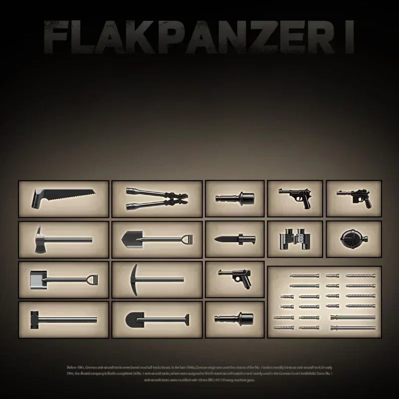 Ww2 German Light Tank PZ.KPFW.38(T)A Military Series WW2 Tank Building Blocks  Bricks Model Set Toys for Kids Gifts