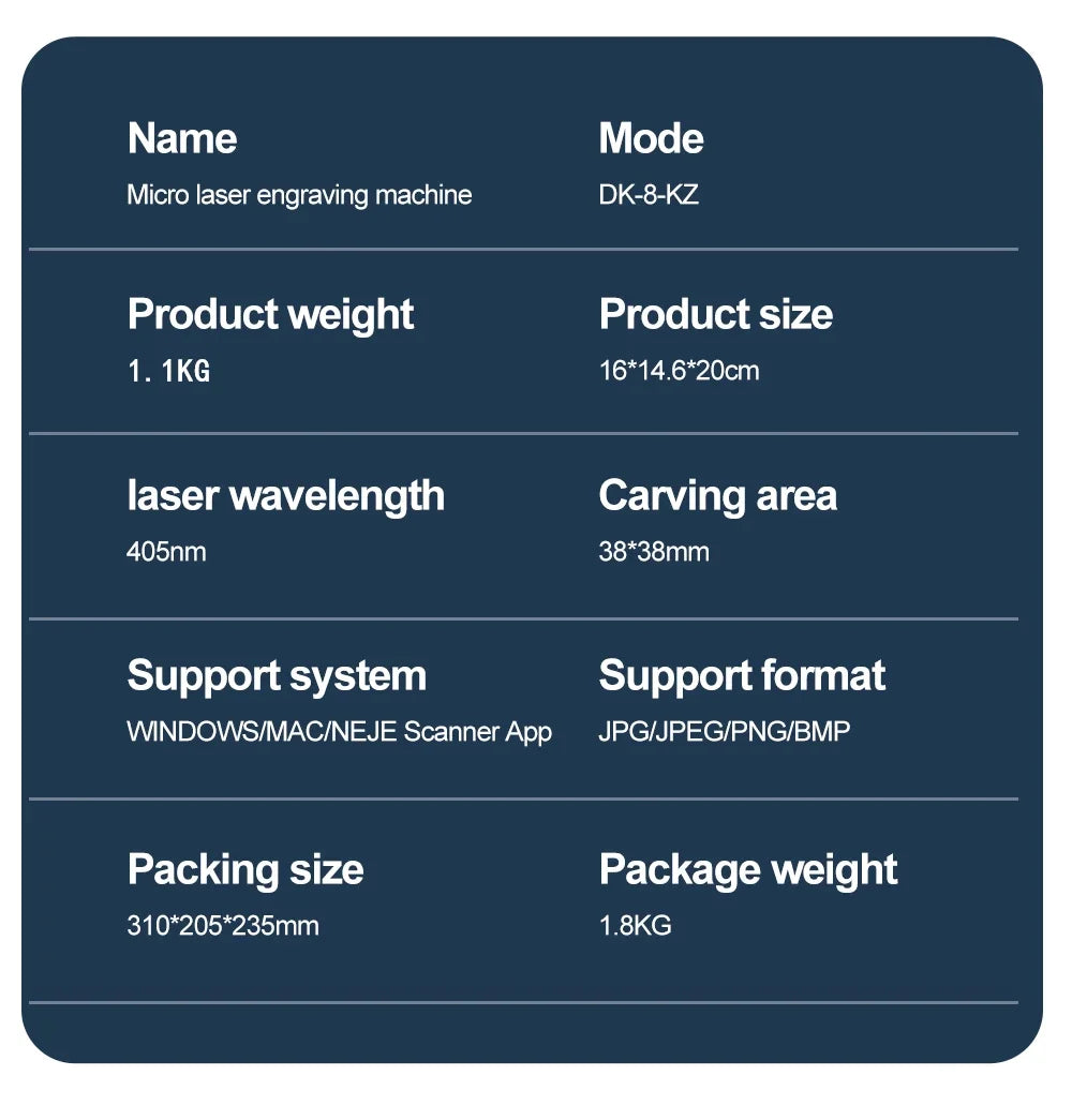 Portable Mini Laser Engraving Machine DIY CNC 405nm Laser 1000/1500/2000mW Adjustable Focus Suitable for Leather and Wood